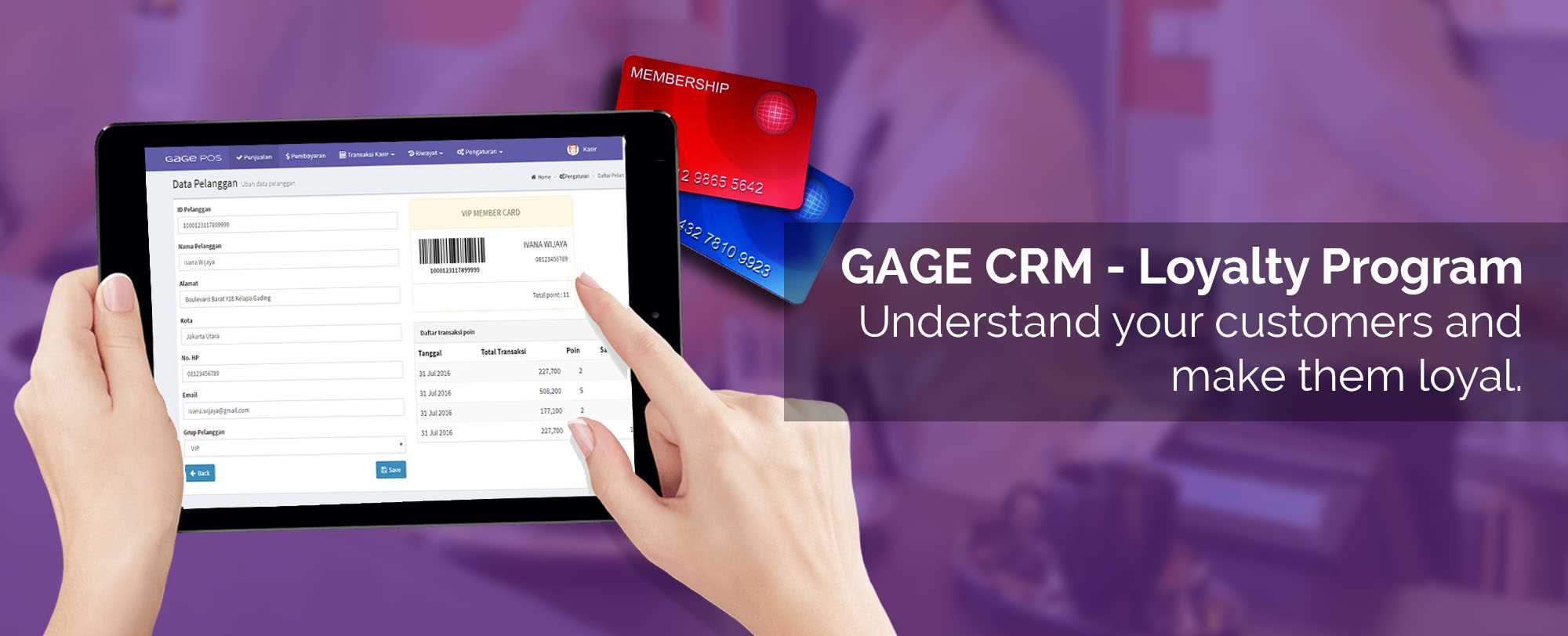 GAGE POS CRM - Loyalty Program - Understand your customers and make them loyal